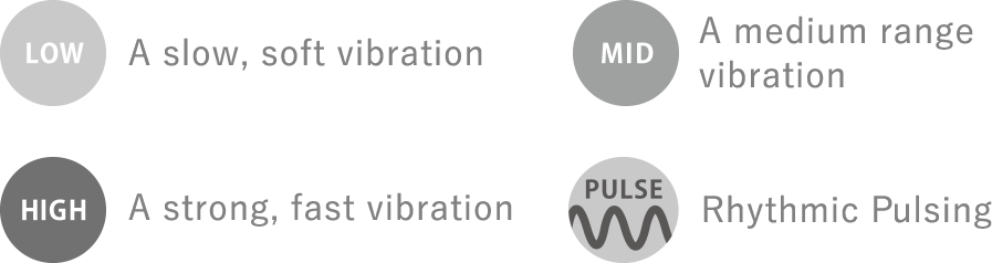A slow, soft vibration A medium range vibration A strong, fast vibration Rhythmic Pulsing